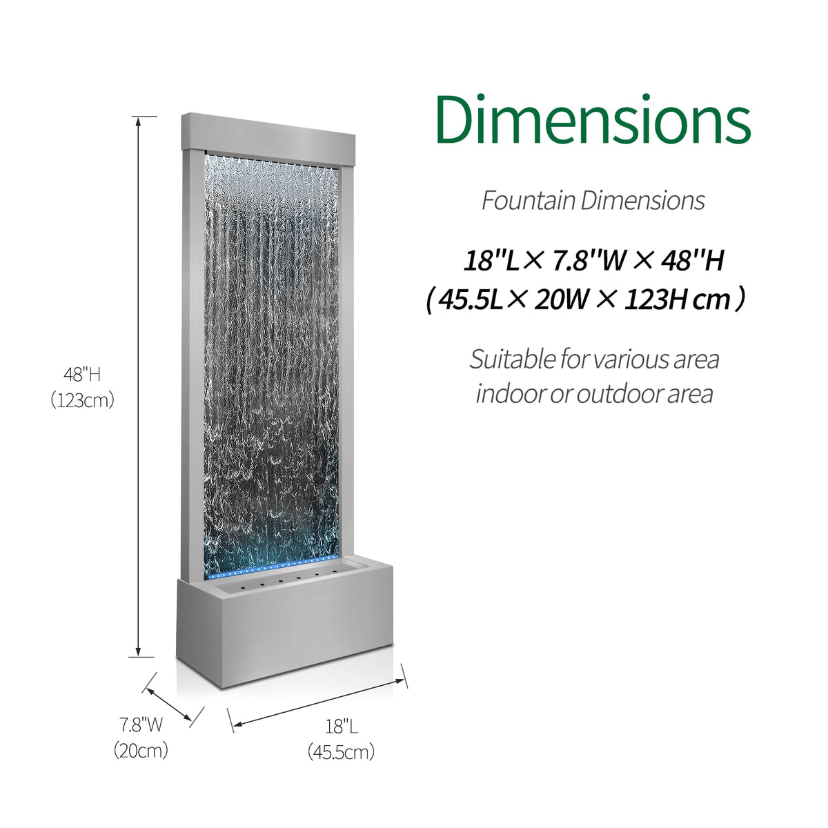 48" Mirror Waterfall (Silver - Mirrored Silver)