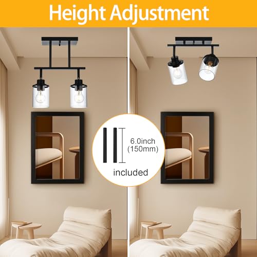 2 Light Kitchen Track Light Fixtures Ceiling Vanity Lights Black (Black / 2 Light)