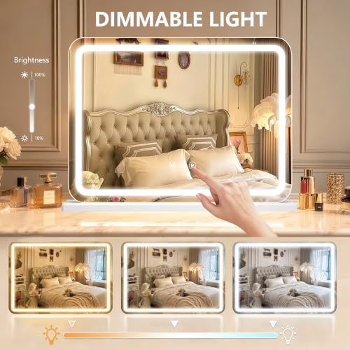23" x 18" Vanity Mirror with Lights (White / 23"L x 18"W)