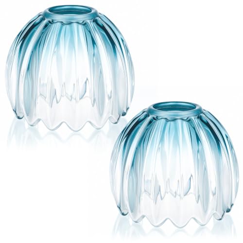 2 Pcs Glass Tulip Lamp Shade (Ombre Blue)
