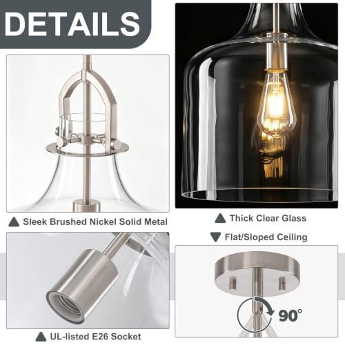 15" H Brushed Nickel Large Pendant Lights Kitchen Island Lighting (Brushed Nickel)