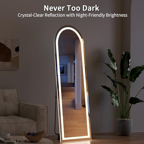 LED Arched Full Length Mirror (Standing Mirror-arched / 63"L x 20"W)