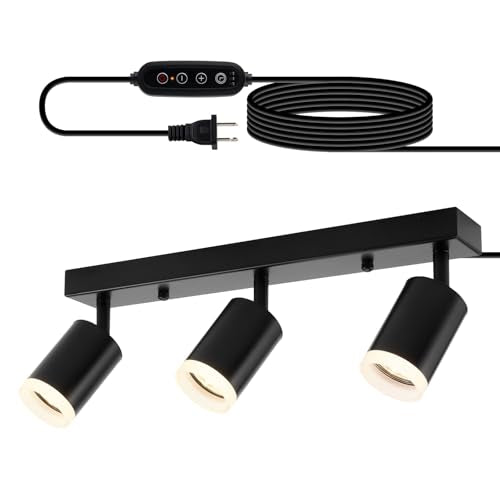 Black 3 Light Plug in Kitchen Track Lighting with 14.3ft Power Cord (Black / 3 Light (Plug in))