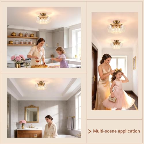 3 Light Semi Flush Mount Ceiling Light Fixtures (Gold / 12in-3 light)