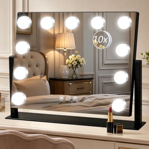Vanity Mirror with Lights (Black / 17"L x 13"W)
