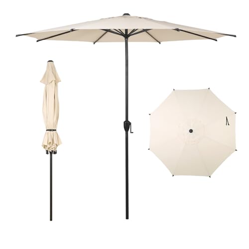 7.5/9/11FT Lyon Outdoor Patio Umbrella Outdoor Table Umbrella with Push Button Tilt and Crank Market Umbrella 6/8/8 Sturdy Ribs UV Protection Waterproof for Garden Deck Backyard Pool