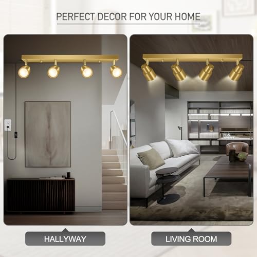 Plug in Track Lighting (Gold / 23" 4-Light Track Lighting)