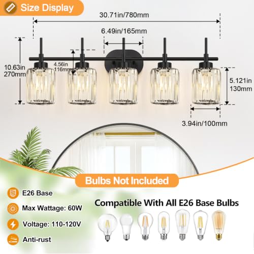 Modern Bathroom Vanity Light 5 (Matte Black / 5-light)