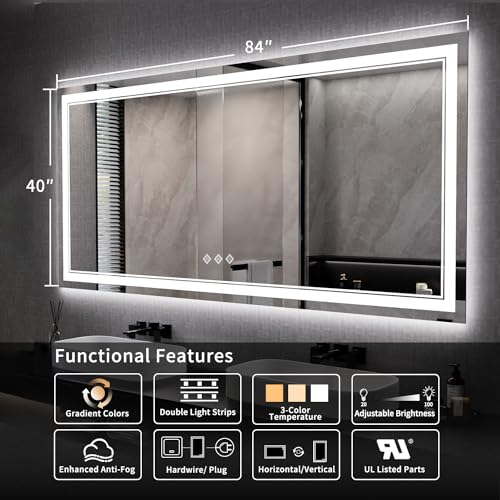 Big Bathroom Mirror (Front and Backlit / 84"L x 40"W)