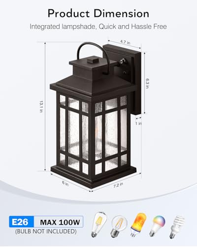 Outdoor Light Fixture (Oil-Rubbed Bronze / Dusk to Dawn Sensor-1 Pack)