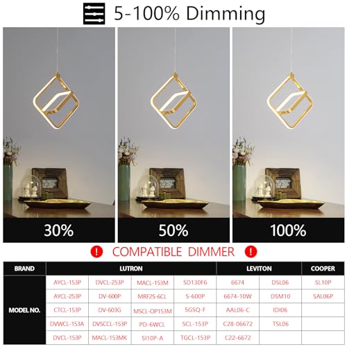 Modern LED Pendant Light 4000K Dimmable Contemporary LED Chandelier