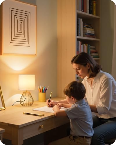 Gold Table Lamp Set of 2 (2Pack White + Gold)