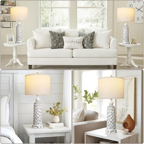 26" Table Lamps Set of 2 (Gray white)