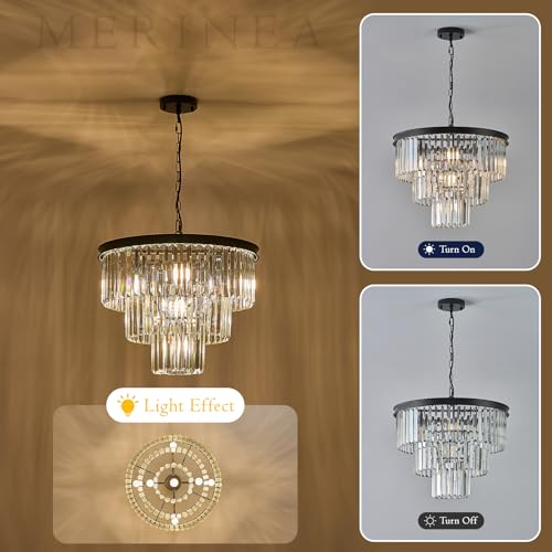 Black Crystal Chandeliers 7 Lights 20" Luxury Round Chandelier (Black / Small-20”)