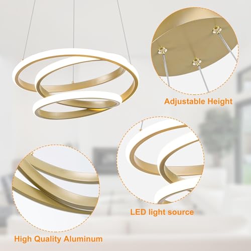 13.78 inches Gold Dimmable Modern Led Chandelier with Remote Control (Gold / 13.78 inches)