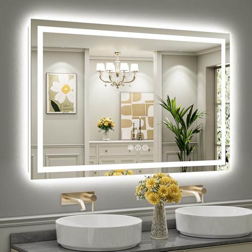 55x36 Inch LED Bathroom Mirror with Lights (Backlit+front Lit / 55"L x 36"W)