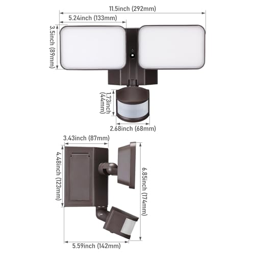 LED Security Light with GFCI Outlets Flood Lights 5000K Bronze (Bronze)