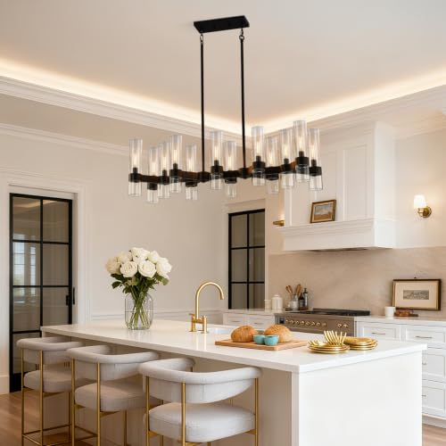 12 Light Black Chandelilers for Dining Room Light Fixture 40" (Black / 12-Light L40")