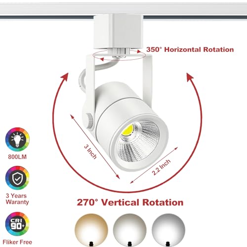 6 Light Track Lighting Kit with 6.6FT H Type Track Lighting Rail and Floating Canopy Connector (White / 6 Lights)