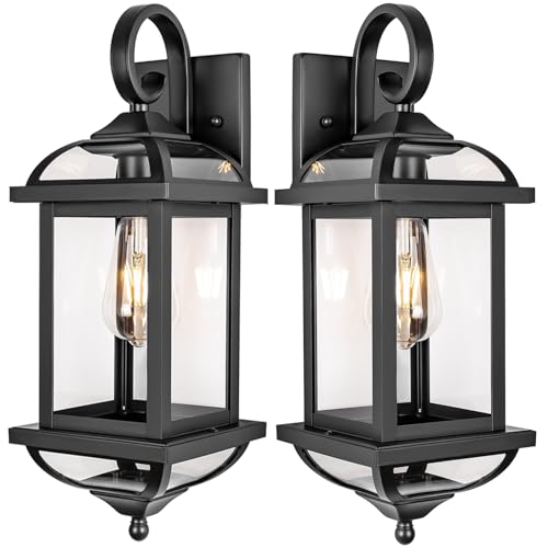 18” Black Porch Lights Outdoor Light Fixtures Enclosed Bottom (Modern Matte Black / Without Sensor)
