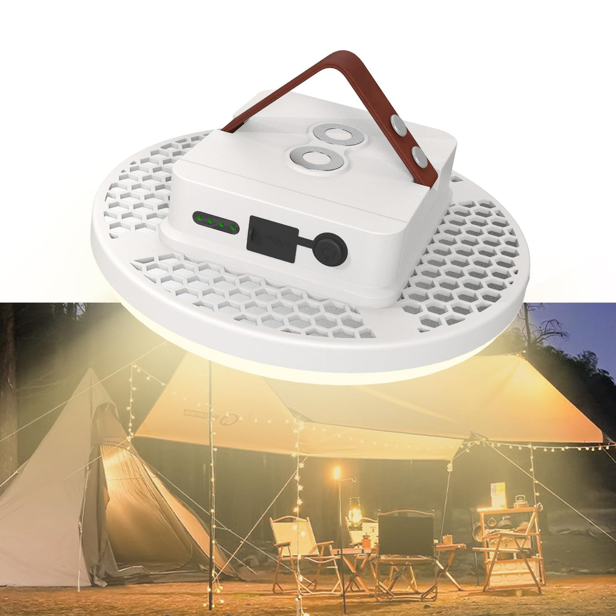 Rechargeable Camping Tent Light  Hanging LED Lights (60W Dual Light Sources)