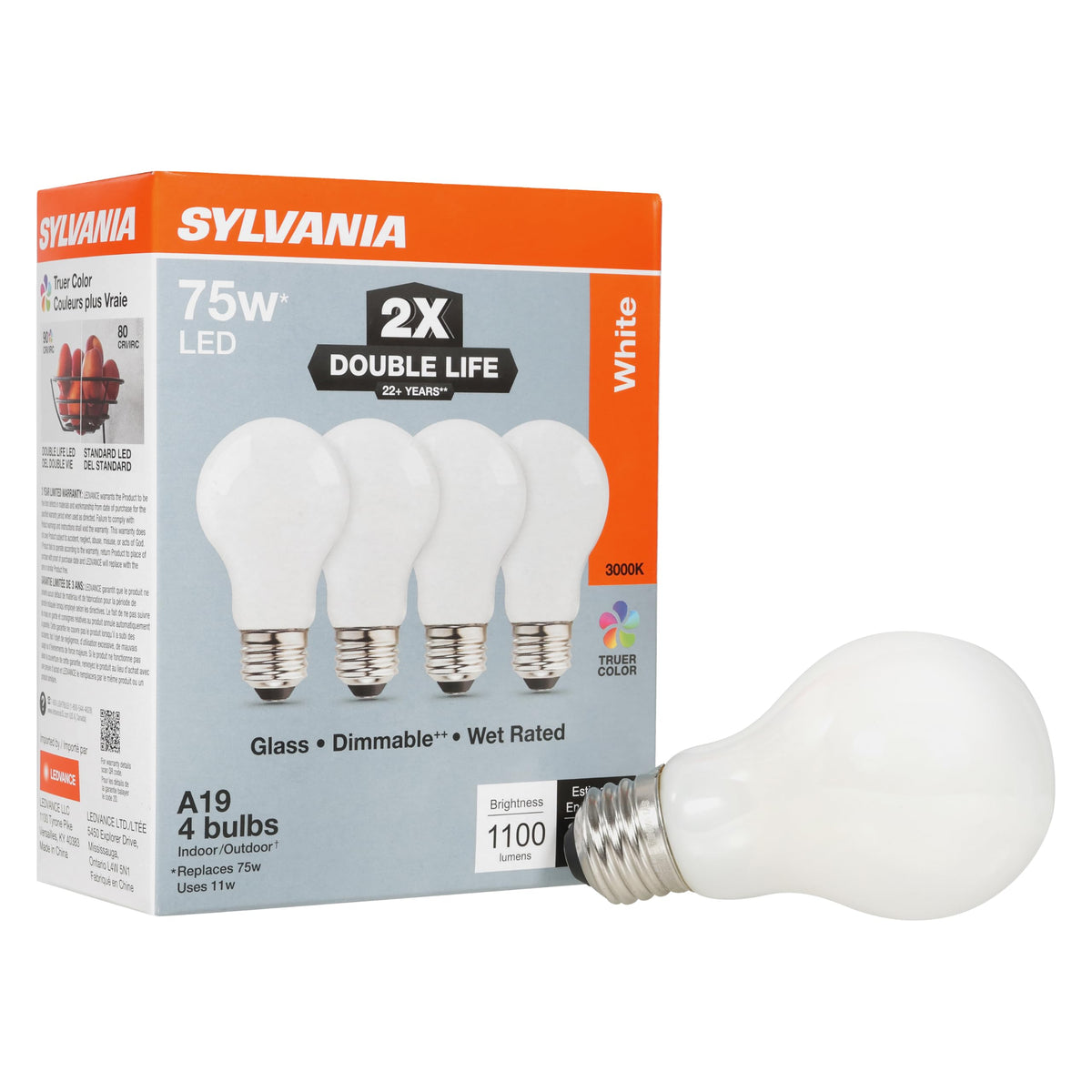 Sylvania Double Life LED Light Bulb (3000k (White) / 4 Pack)