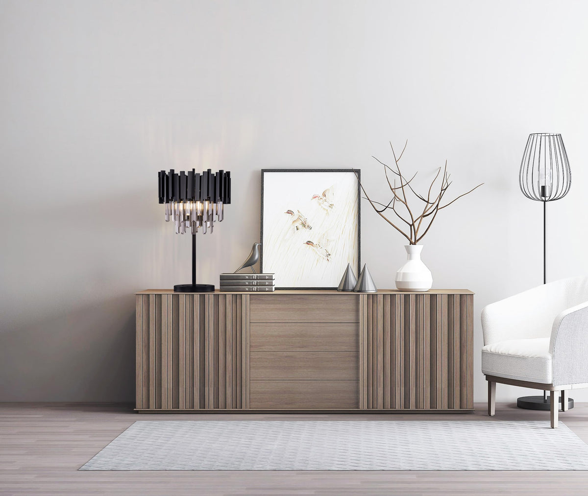Grey Crystal Table Lamp (Gray)