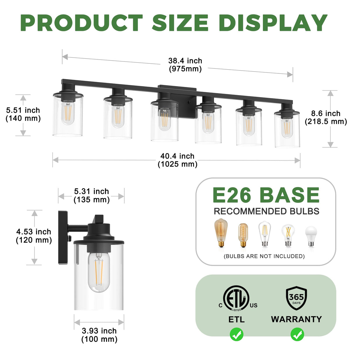 Bathroom Vanity Light Fixture Over Mirror 6 (Black / 6-Light)