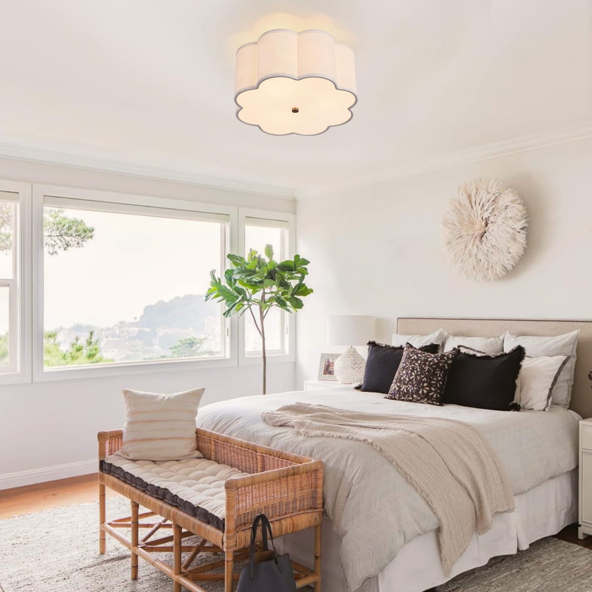 Flush Mount Ceiling Light (Gold, White / 13 inch)