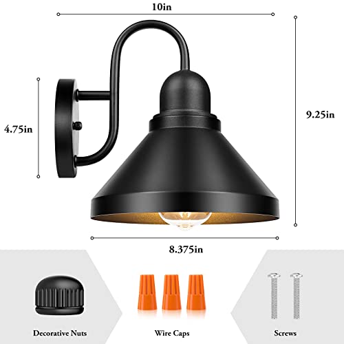 Gooseneck Outdoor Light Fixtures (Black / 9.25IN)