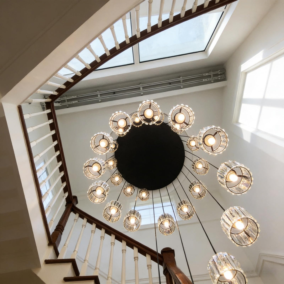 Modern High Ceiling Chandelier 6 Lights Black Chandelier for Entryway 180cm (6 lights)