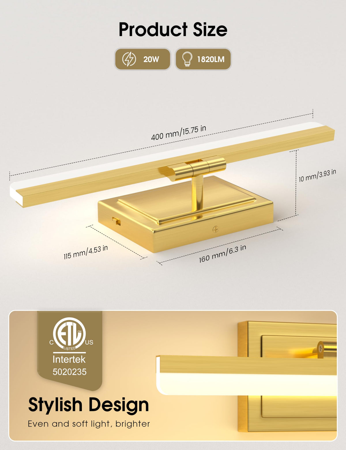 Modern Bathroom Vanity Light 15.7 inch (Gold / 15.7 inch)