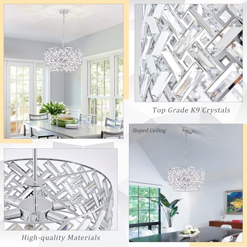 20" Chrome Crystal Chandelier (Large Drum Chrome)