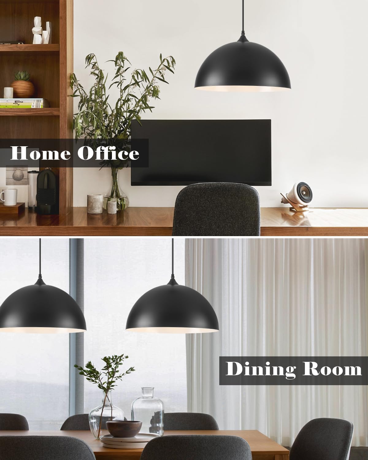 Large Pendant Lights Kitchen Island (Black+White / 16"x2)
