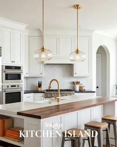 2 Pack Kitchen Pendant Lights (Brushed Gold)
