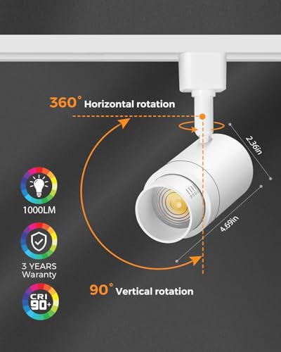 4 Pack Zoomable J Type Track Lighting Heads Dimmable (White / 4 Pack(J type))