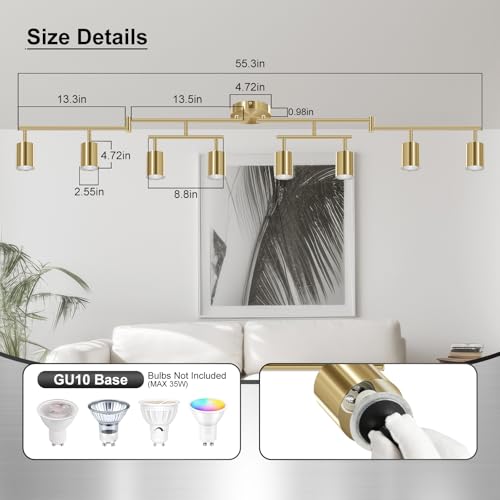 Gold Track Lighting Fixture Ceiling (Gold / 55.3" 8 Light Track Light)