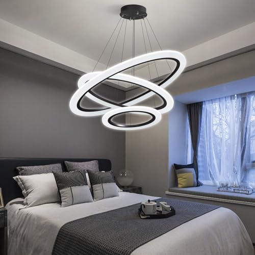 Modern LED Chandelier for Living Room Dimmable Adjustable High Ceiling Flush Mount Light Fixture for Dinning Room