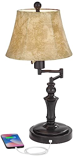 Corey 21 3 4" High Desk Lamps Set of 2 Swing Arm Socket USB Bronze Brown (Bronze - Smart Sockets Included)