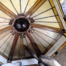 Tiffany Floor Lamp Yellow Hexagon Stained Glass Mission Light
