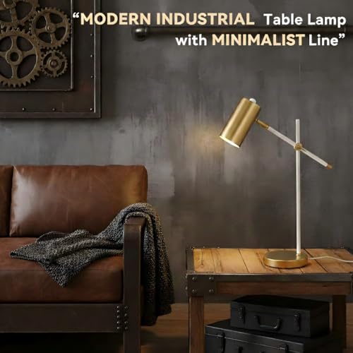 Modern White and Gold Desk Lamp with Type C Charging Port (White & Gold)