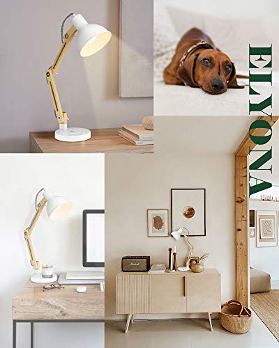 Japandi White Desk Lamp with Wireless Charger (White)