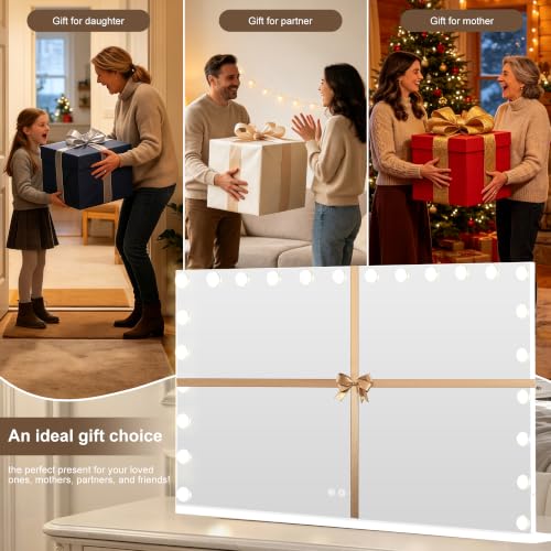 Vanity Mirror with Lights (White / 48"L x 30"W)