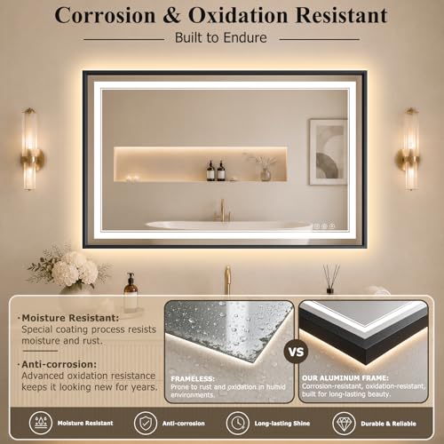 30"x40" LED Bathroom Mirror with Lights (Black / 40"L x 30"W)