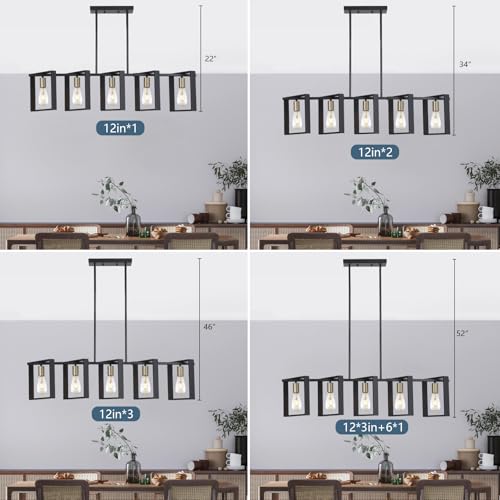 41.5" Mid Century Dining Room Chandelier (Black / 5 Lights A)