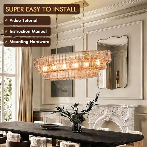 40in Large Chandelier Gold (Rectangle Amber & Gold Chain / 39.37in)