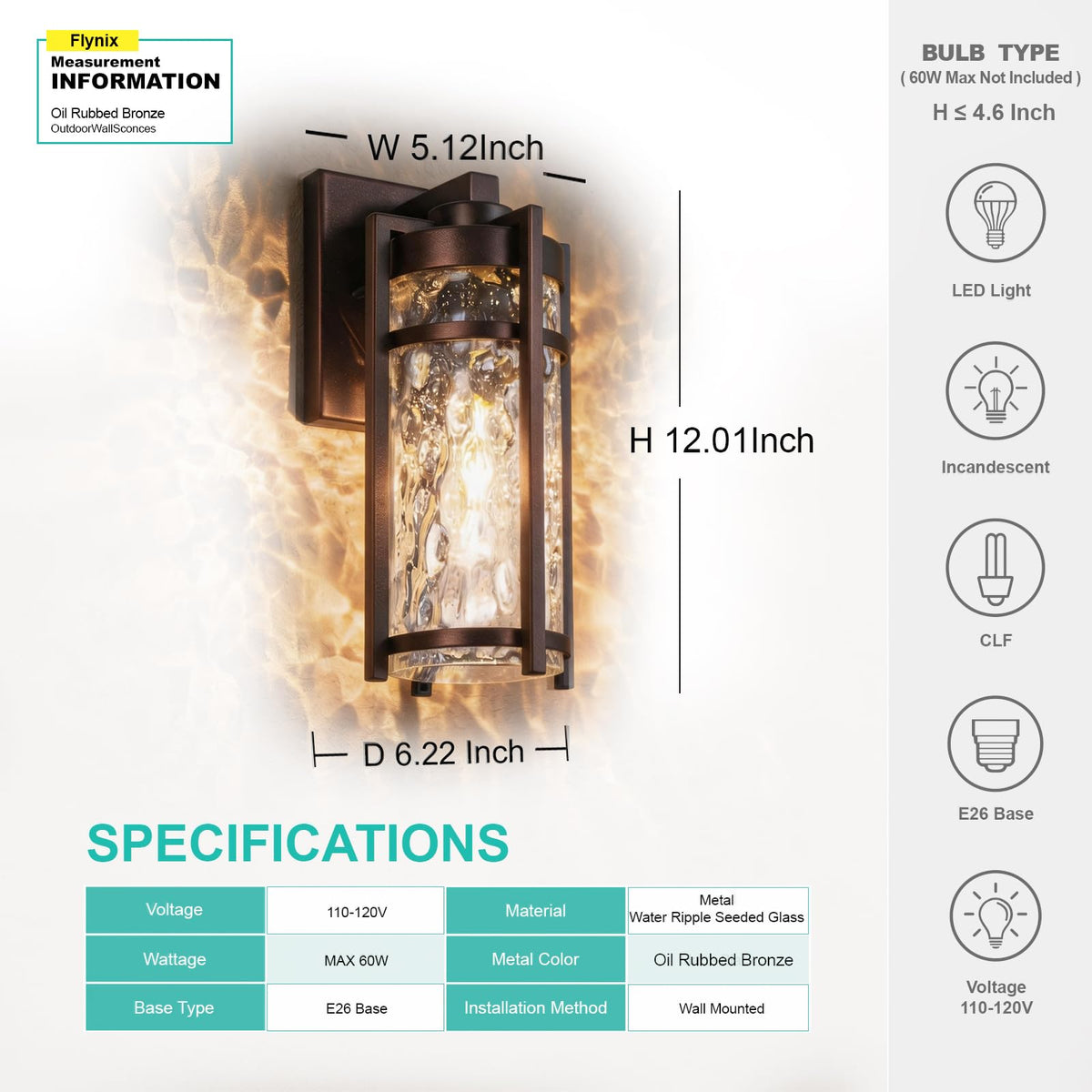 Outdoor Wall Light Fixtures (Oil-Rubbed Bronze)