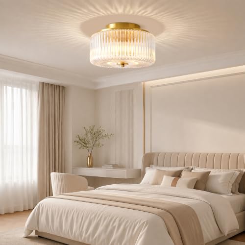 Gold Flush Mount Ceiling Light for Entryway (Gold/Clear-Flush Mount)