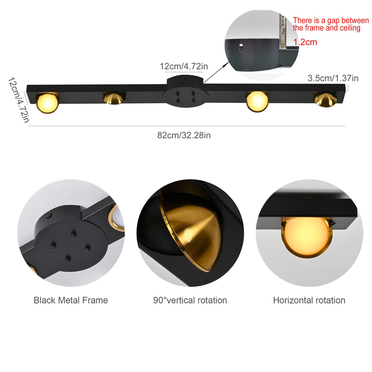 32 Inch Modern Dimmable Track Lighting with Remote (Black)