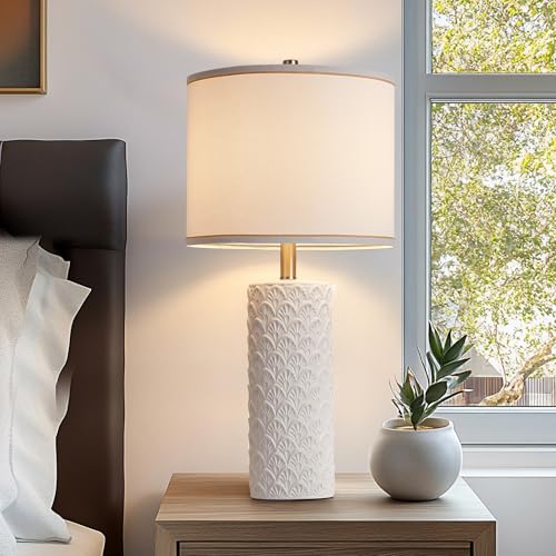 27" Farmhouse Table Lamp Set of 2 for Living Room Bedroom (White3 / 27")